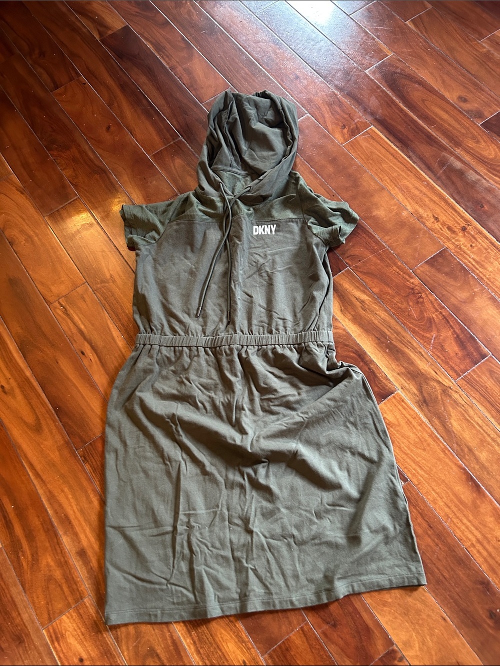 DKNY Olive Hooded Short Sleeve T-Shirt Dress